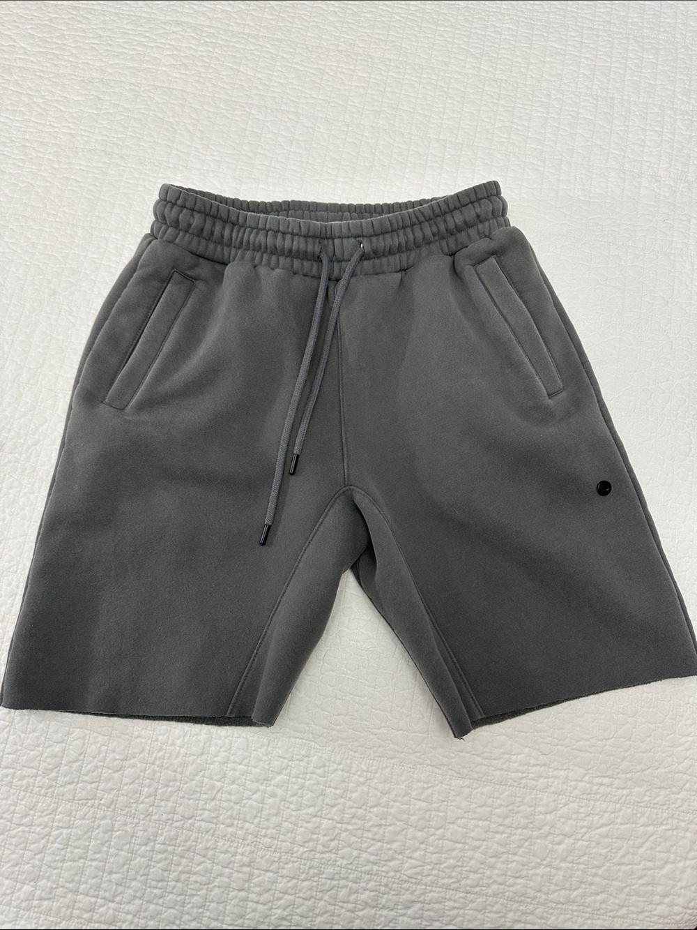 Stone Island Men’s Small Gray Fleece Shorts Raw Hem